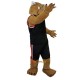 Black Coat Sport Brown Muscle Leopard Mascot Costume Cosplay