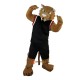 Black Coat Sport Brown Muscle Leopard Mascot Costume Cosplay