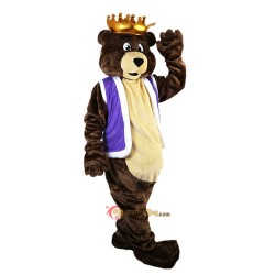 Dark Brown King Bear Mascot Costume Cosplay