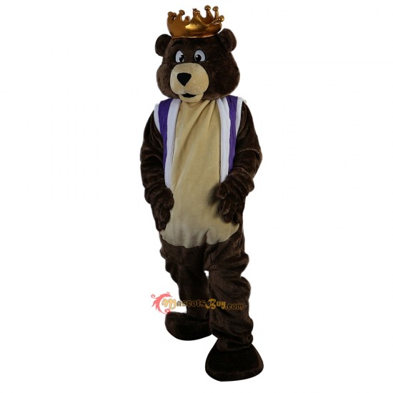 Dark Brown King Bear Mascot Costume Cosplay
