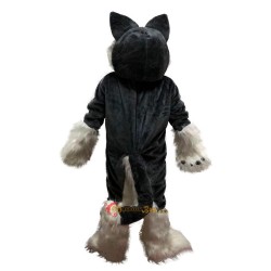 Gray Long Hairy Wolf Mascot Costume Cosplay