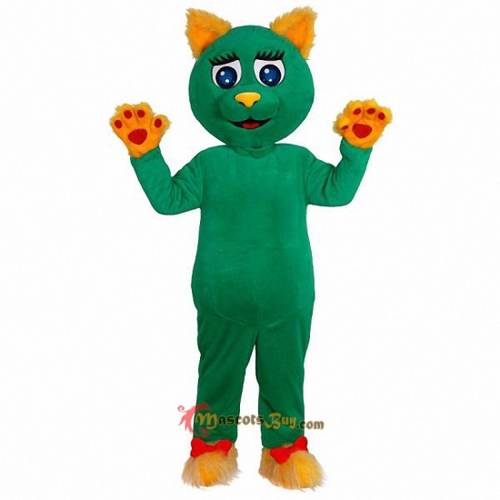 Green Cat Mascot Costume Cosplay