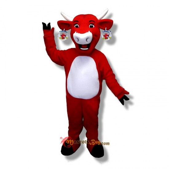 Happy Red Cow Mascot Costume Cosplay