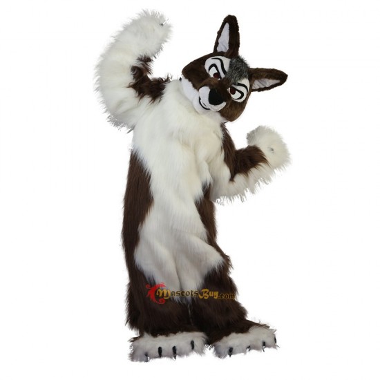 Long Hair Brown Wolf Mascot Costume Cosplay