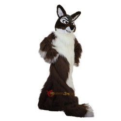 Long Hair Brown Wolf Mascot Costume Cosplay