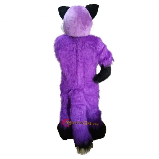Long Hair Purple Wolf Fox Dog Mascot Costume Cosplay
