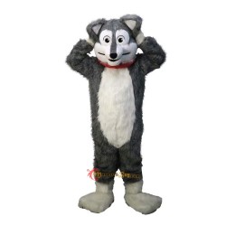 Long-Haired Grey Husky Wolf Mascot Costume Cosplay