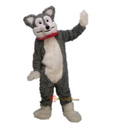 Long-Haired Grey Husky Wolf Mascot Costume Cosplay