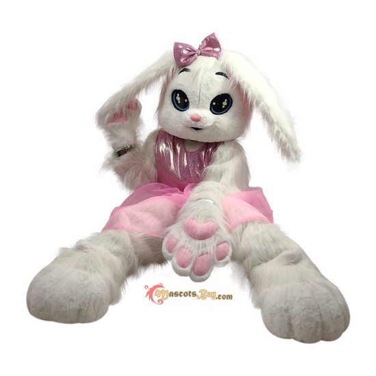 Pink white rabbit Costume Easter Bunny Mascot Costume Cosplay