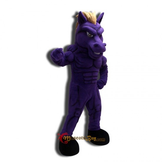 Purple Power Mustang Mascot Costume Cosplay