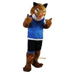 Sporty Tiger in Blue Vest Mascot Costume Cosplay